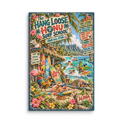 The Hang Loose Honu Surf School canvas print – original artwork by The Glass Tattoo Company
