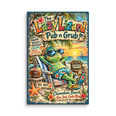 The Lazy Lizard Pub n Grub canvas print – original artwork by The Glass Tattoo Company