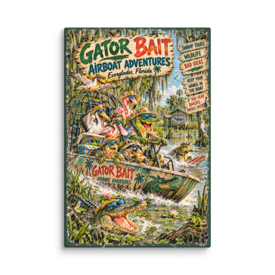 Gator Bait Airboat Adventures canvas print – original artwork by The Glass Tattoo Company