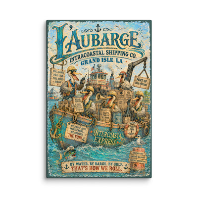L'Aubarge Intracoastal Shipping Co. – Grand Isle, LA canvas print – original artwork by The Glass Tattoo Company