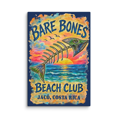 Bare Bones Beach Club – Jacó, Costa Rica canvas print – original artwork by The Glass Tattoo Company
