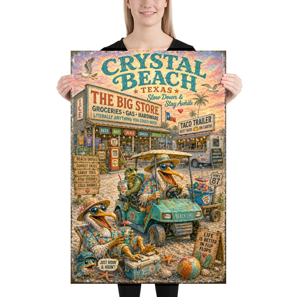 Crystal Beach Big Store canvas, 24x36