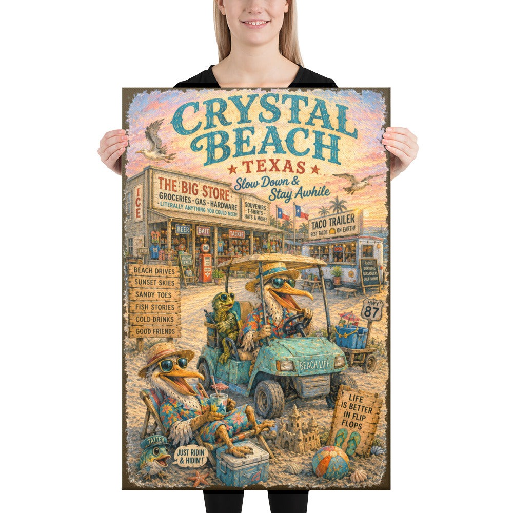 Crystal Beach Big Store & Taco Trailer canvas, 24x36