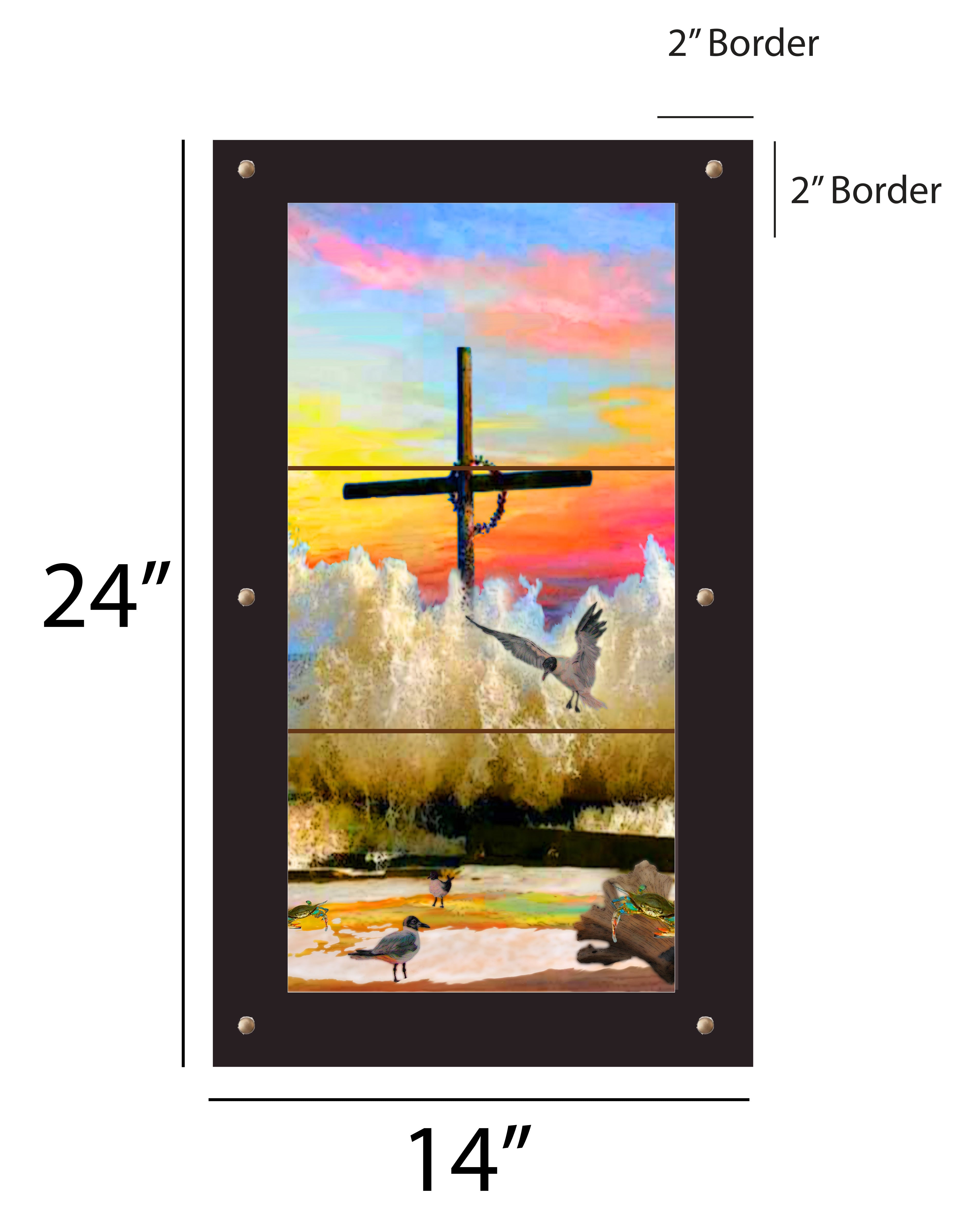 Crystal Beach Cross Outdoor Art - 14x24 inch