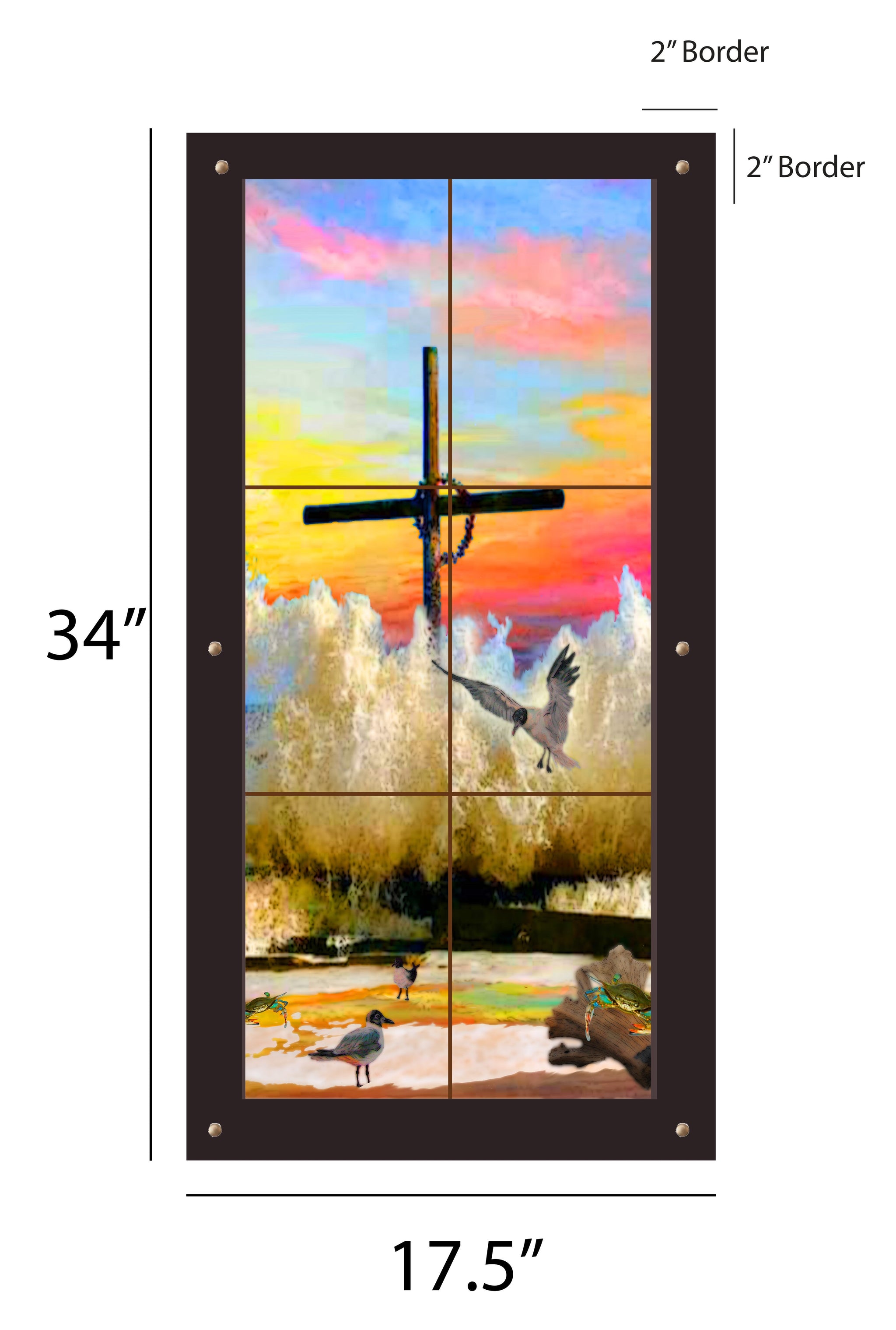 Crystal Beach Cross Outdoor Art - 17.5x34 inch