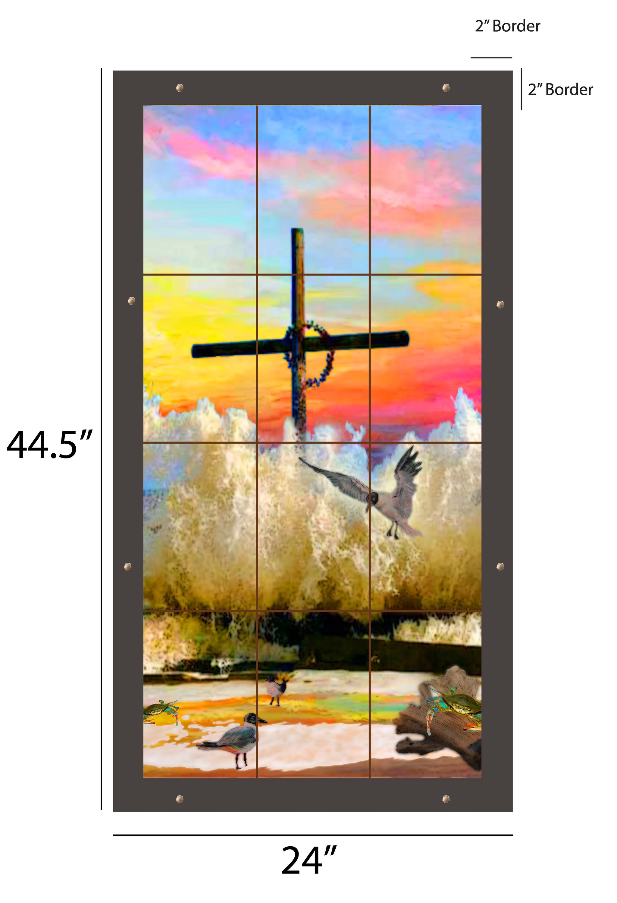 Crystal Beach Cross Outdoor Art - 24x44.5 inch