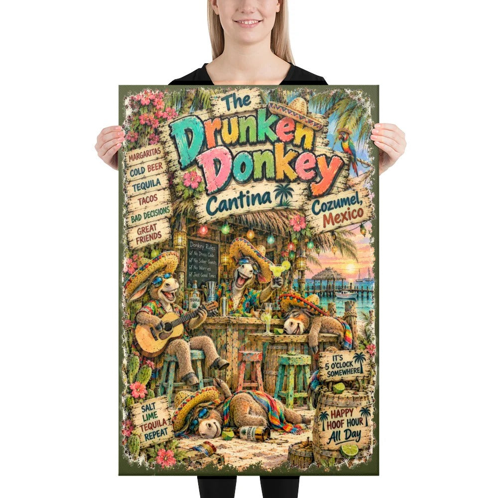 The Drunken Donkey Cantina Canvas, 24x36
