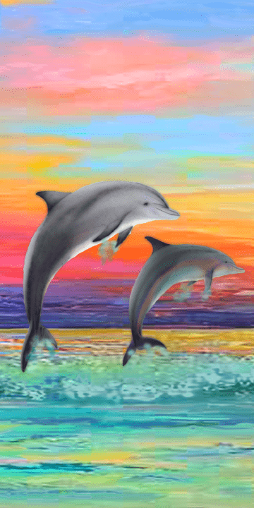 Dueling Dolphins - 10" Top - The Glass Tattoo Sign Company