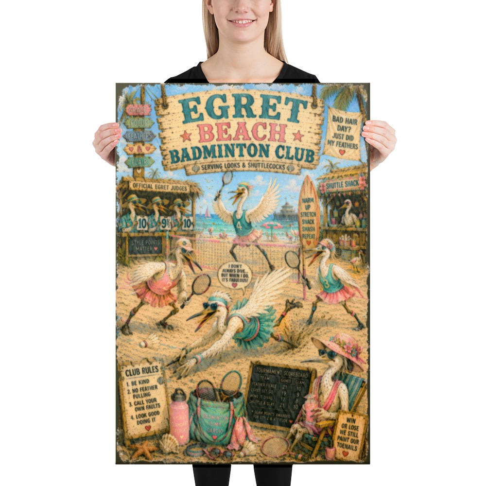 Egret Beach Badminton Club canvas, 24x36