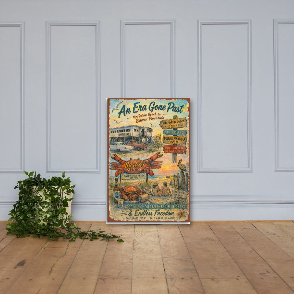 An Era Gone Past canvas, 24x36 leaning on the floor