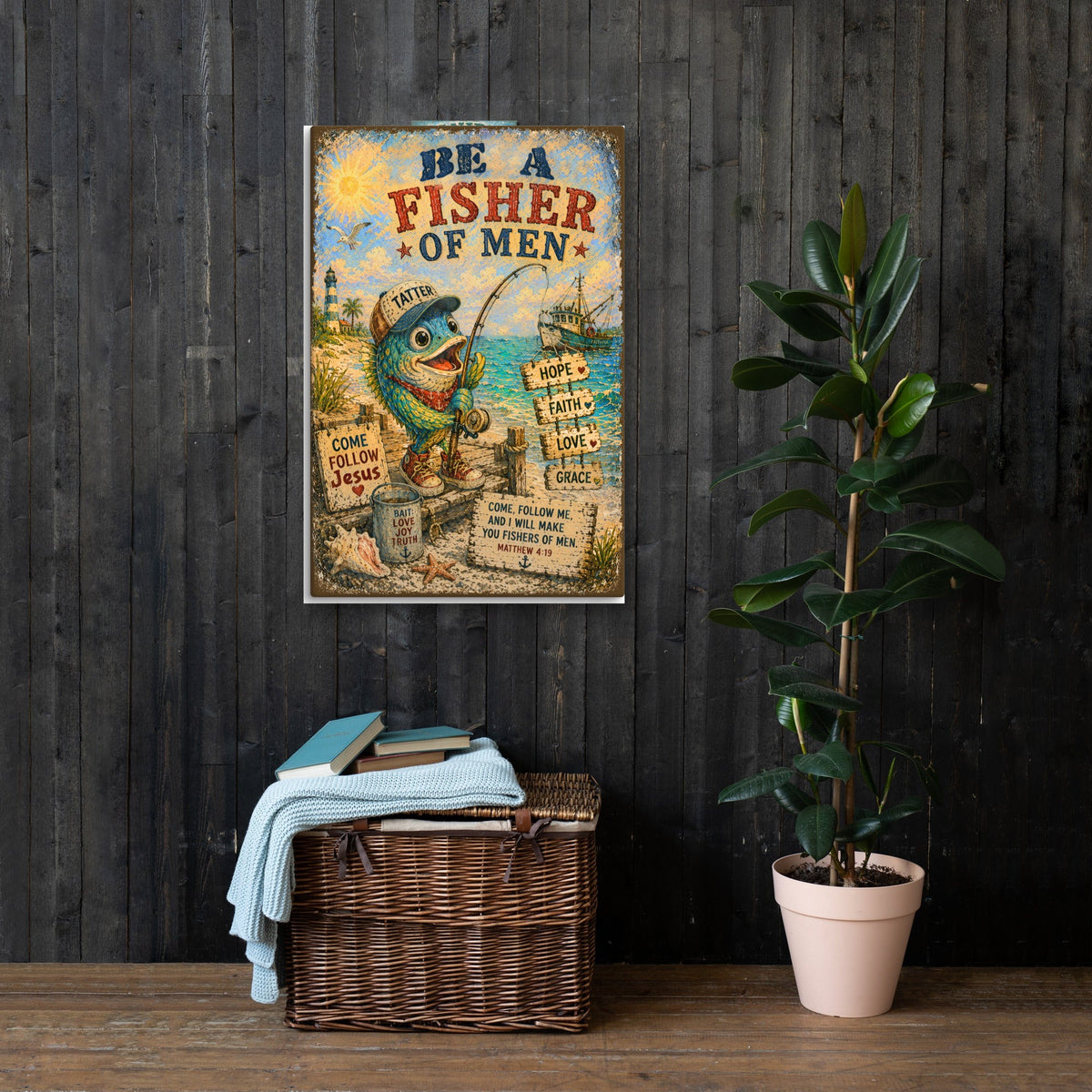 Be a Fisher of Men canvas, 24x36 in a living room
