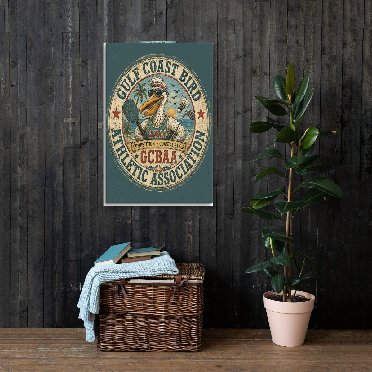 Gulf Coast Bird Athletic Association canvas, 24x36 in a living room