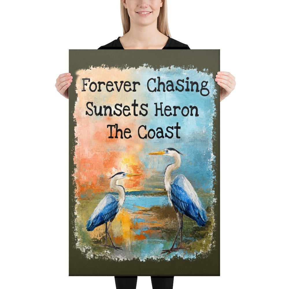 Forever Chasing Sunsets Heron The Coast canvas, 24x36