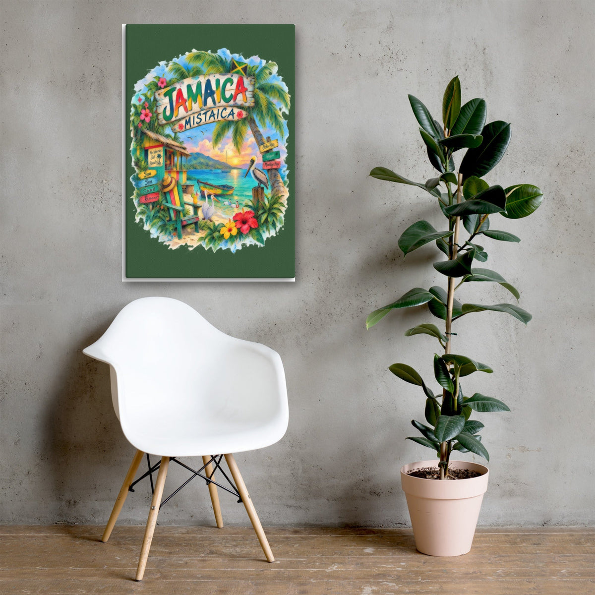 Jamaica Mistaica Island Escape canvas, 24x36 over a console