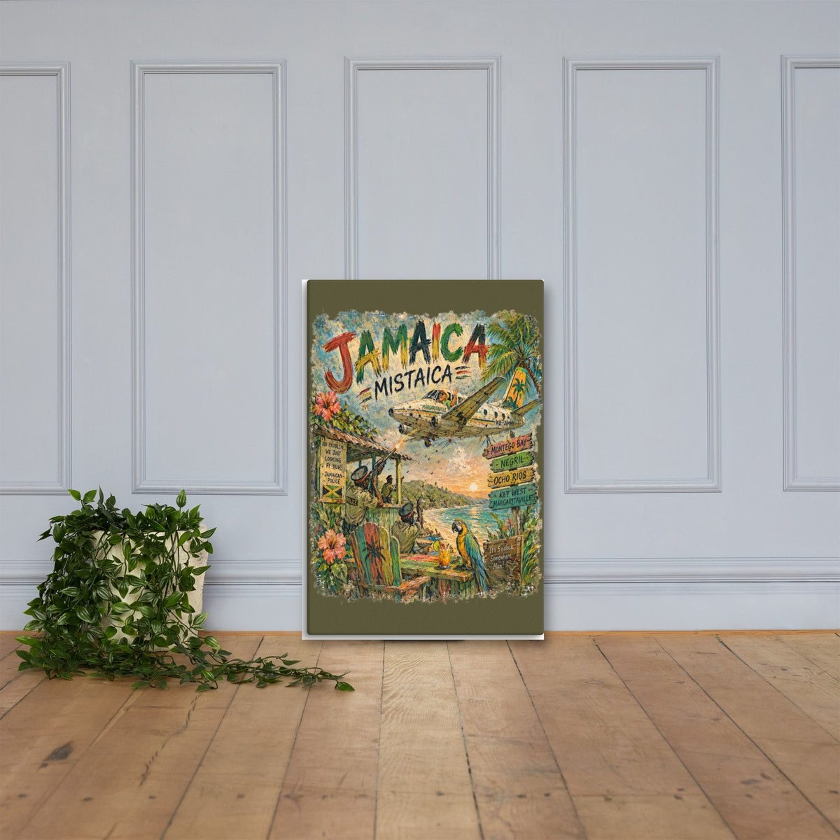 Jamaica Mistaica canvas, 24x36 leaning on the floor