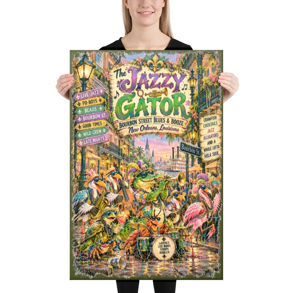 The Jazzy Gator Blues & Booze Canvas, 24x36