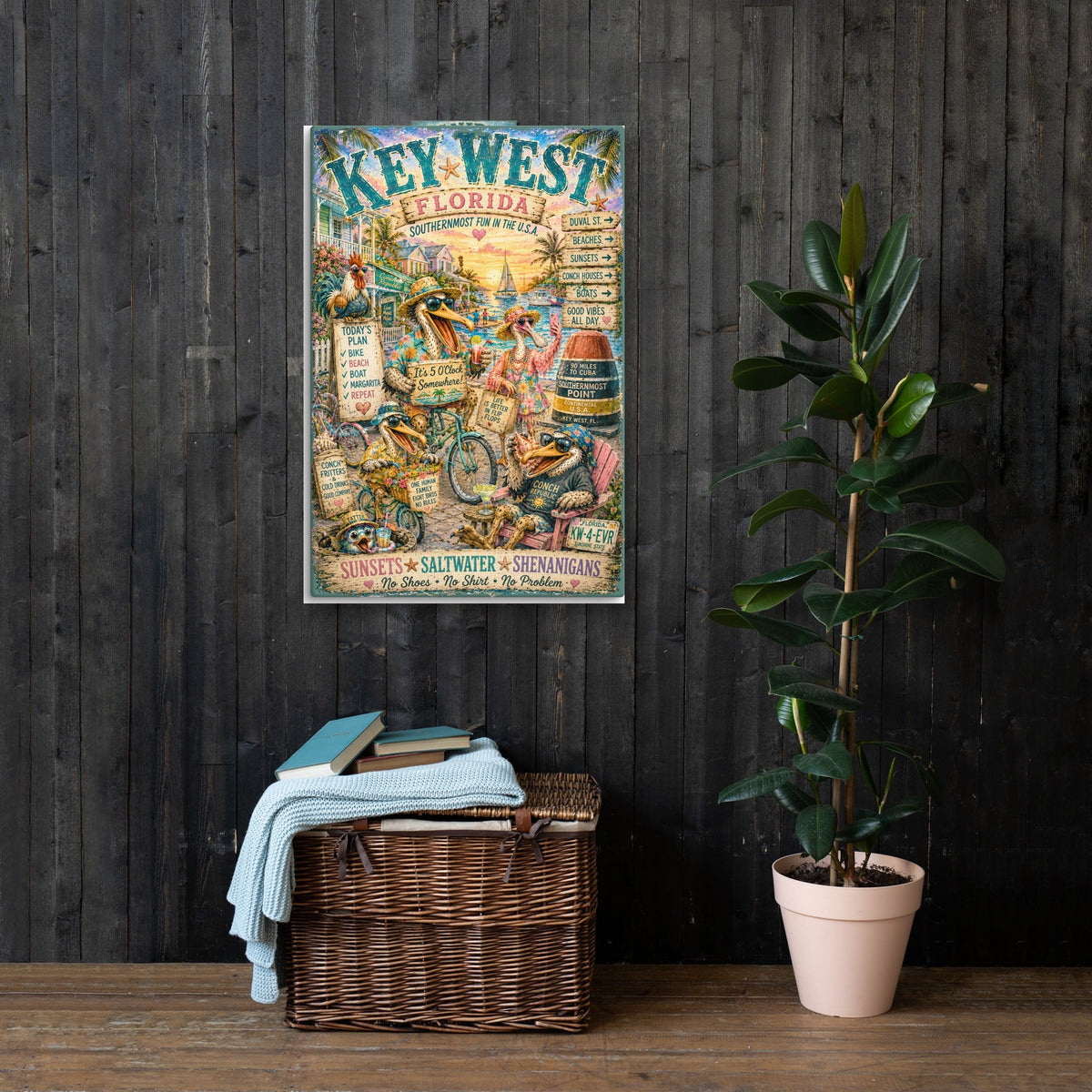 Key West Florida canvas, 24x36 in a living room
