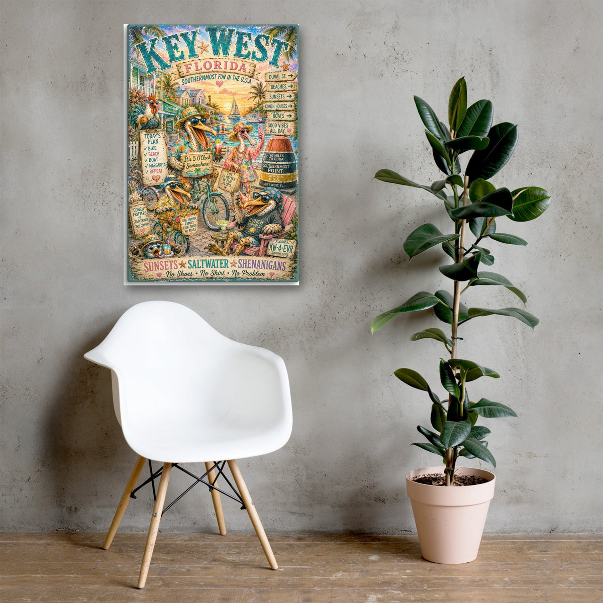 Key West Florida canvas, 24x36 over a console