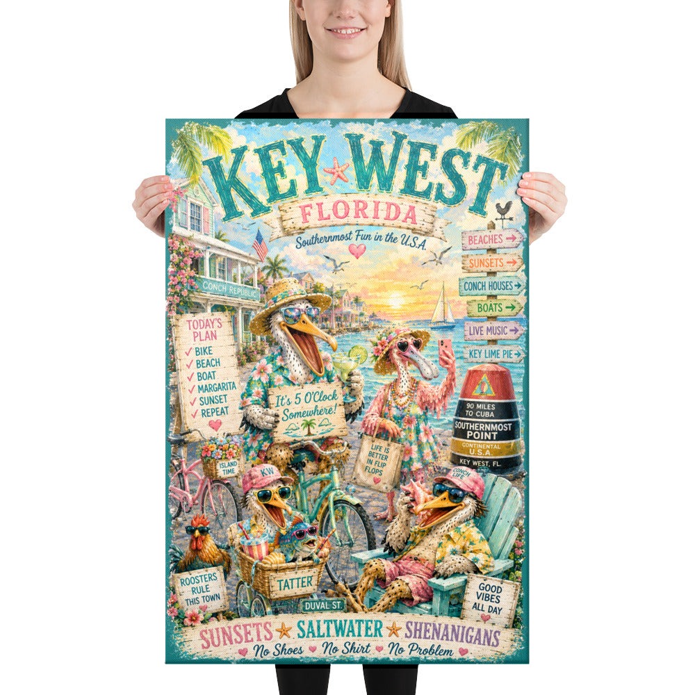 Key West Florida Conch Crew canvas, 24x36