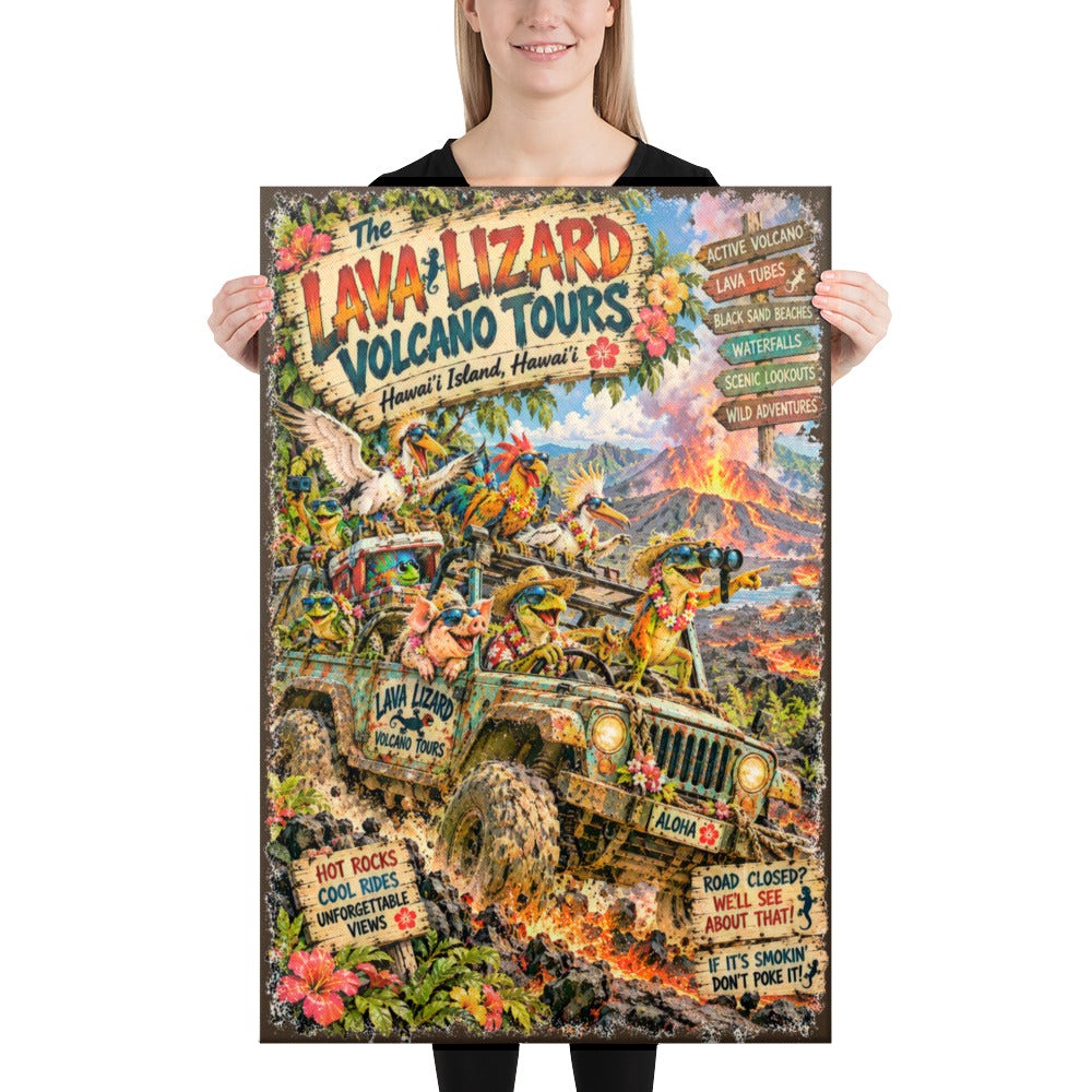 The Lava Lizard Volcano Tours Canvas, 24x36