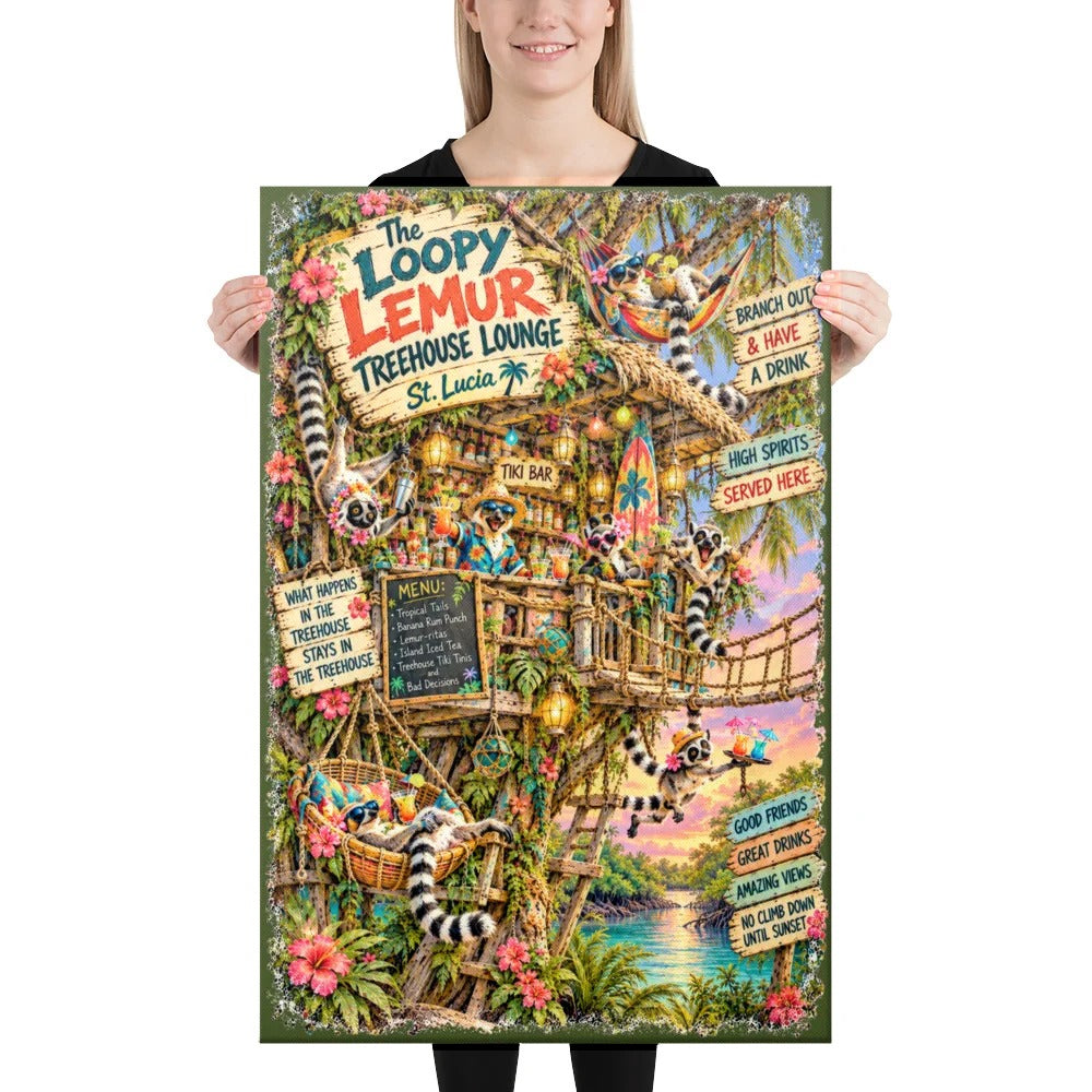 The Loopy Lemur Treehouse Lounge Canvas, 24x36