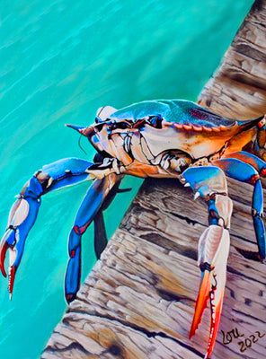 Lori Fagen - Decked Crab - 6.75 Top - The Glass Tattoo Sign Company