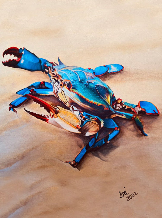 Lori Fagen - Vertical Crab - 6.75 Top - The Glass Tattoo Sign Company