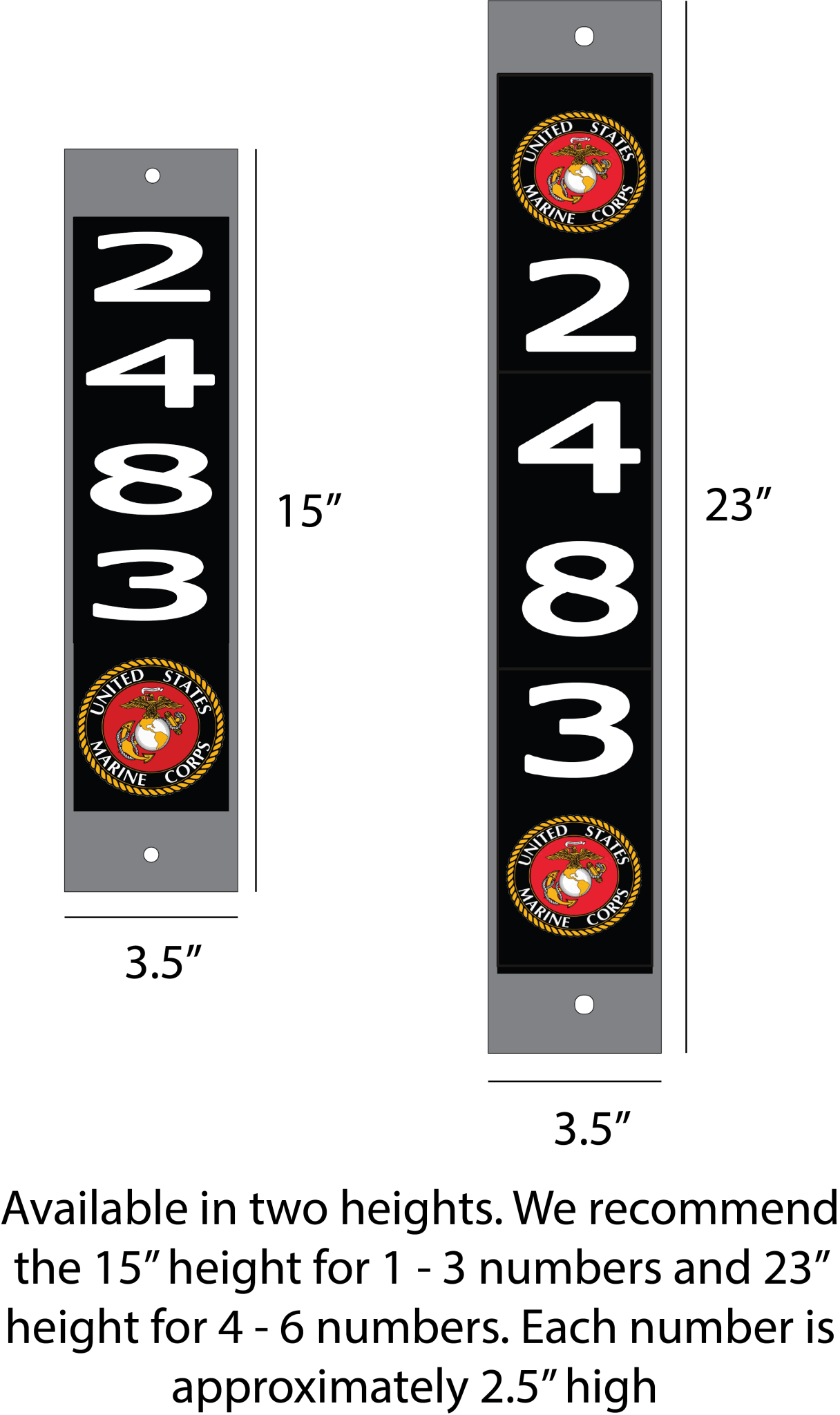 Marines - 4x4 Post - Address Numbers - The Glass Tattoo Sign Company