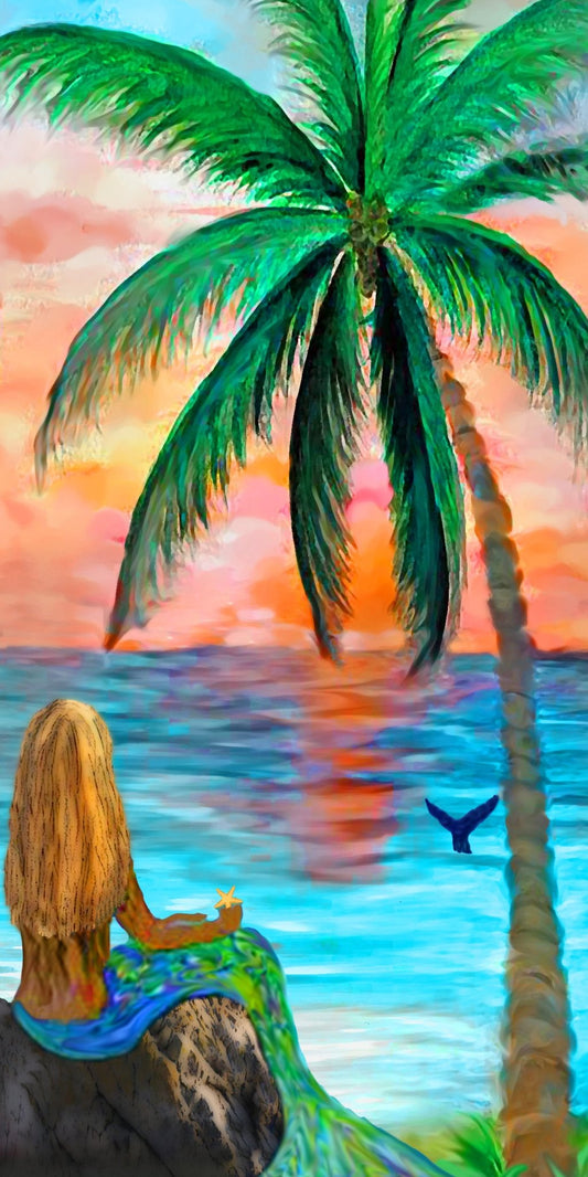 Mermaid and Palm - 10" Top 2020 - The Glass Tattoo Sign Company