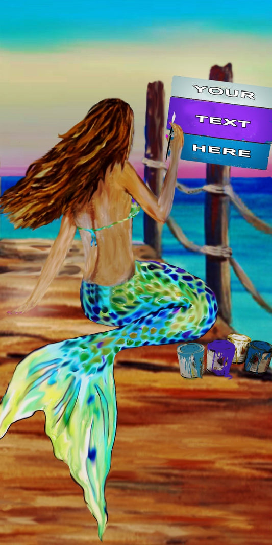 Mermaid Artist - 10" Top - The Glass Tattoo Sign Company