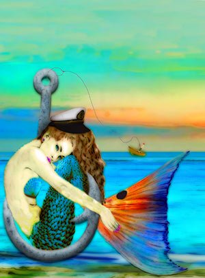 Mermaid Captain - 6.75 Top - The Glass Tattoo Sign Company