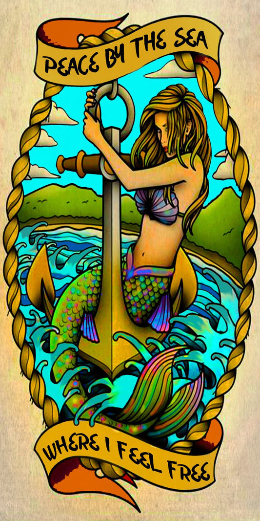 Mermaid Peace - 10" Top - The Glass Tattoo Sign Company