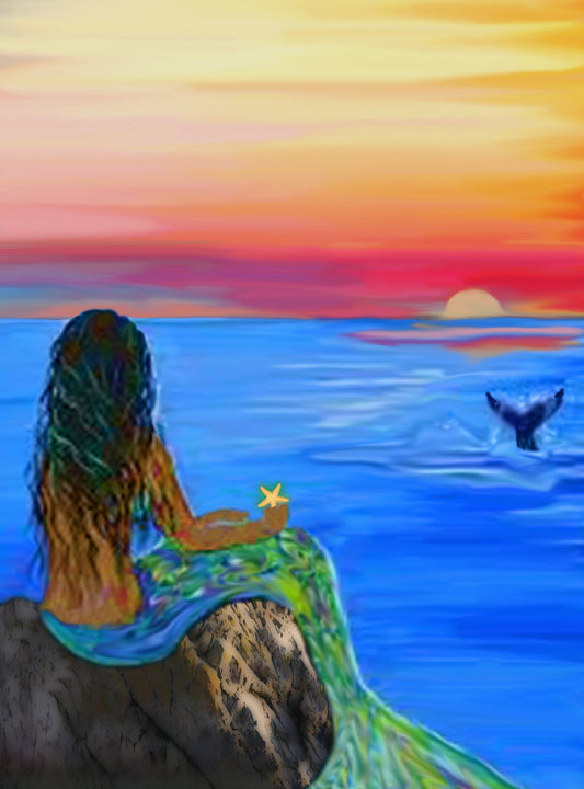 Mermaid Wishes - 6.75" Top - The Glass Tattoo Sign Company
