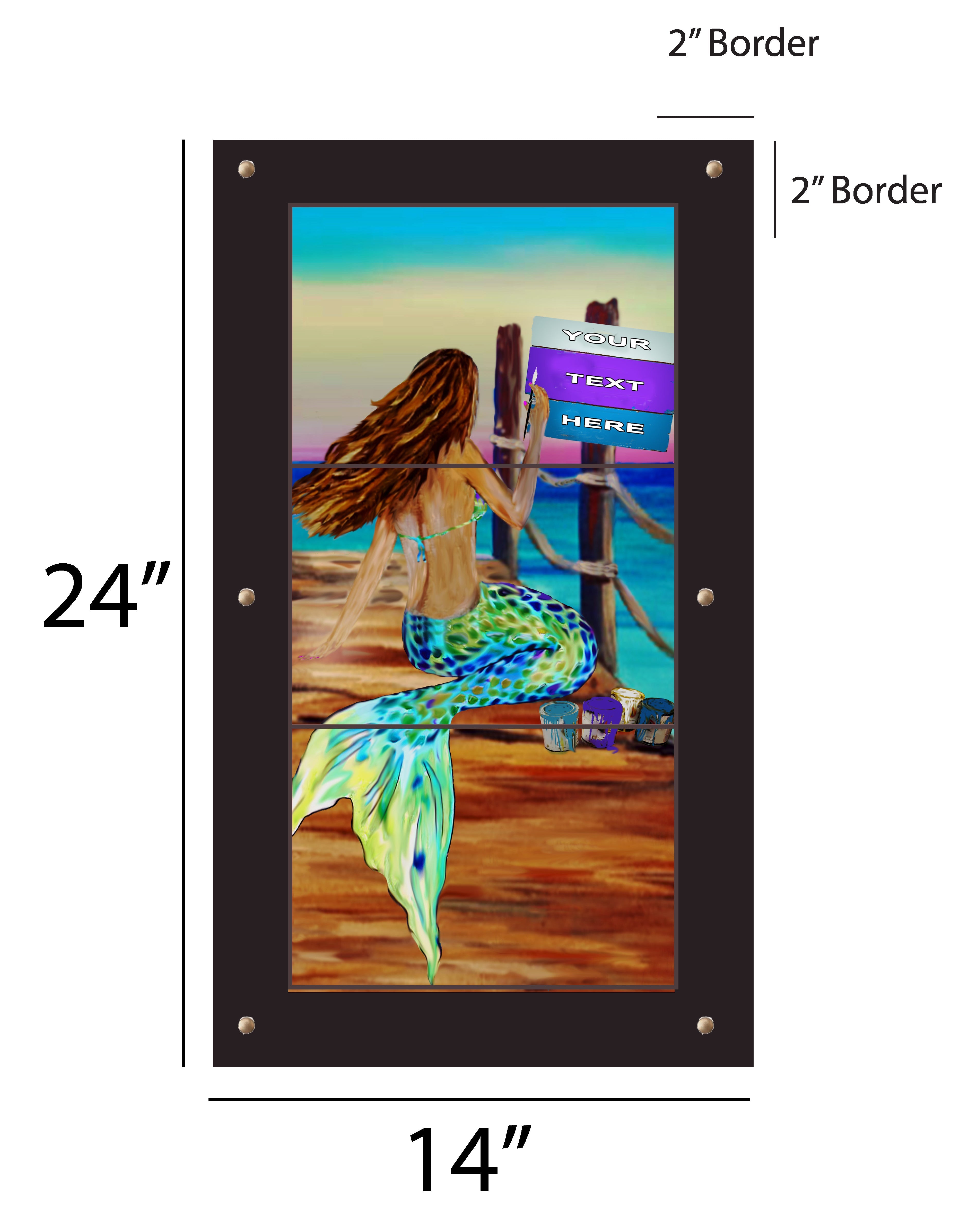 Mermaid Artist Outdoor Art - 14x24 inch