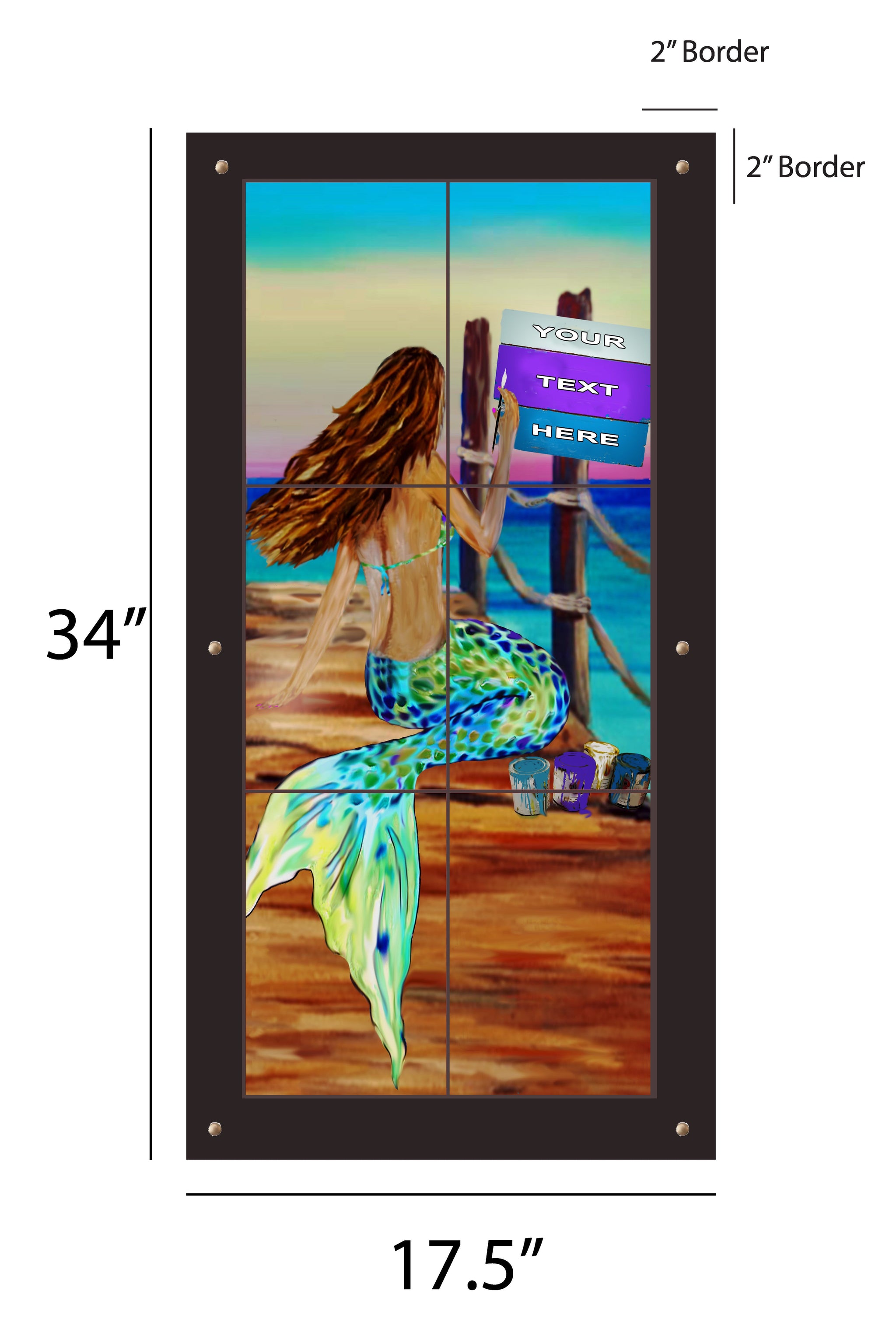 Mermaid Artist Outdoor Art - 17.5x34 inch