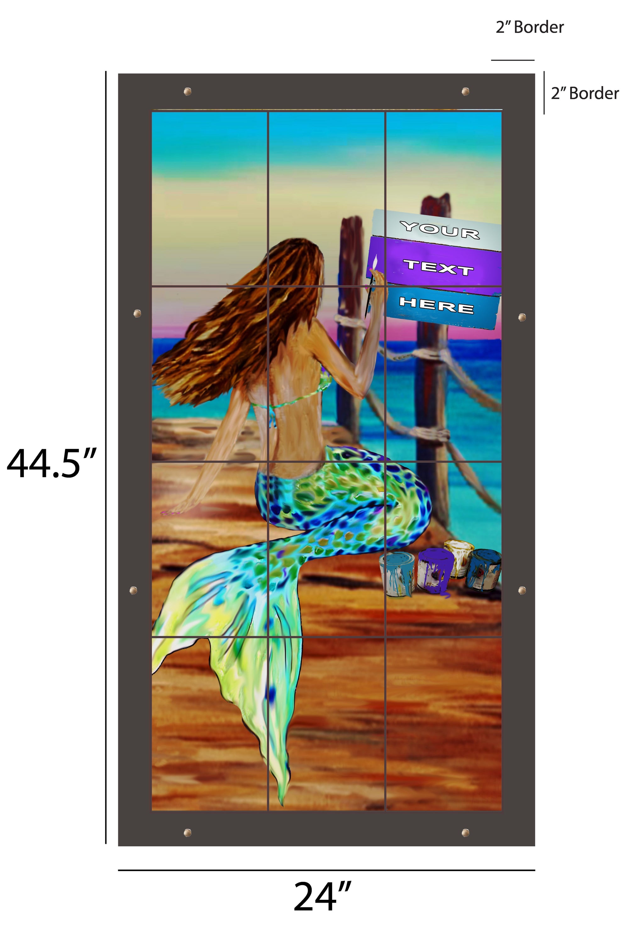Mermaid Artist Outdoor Art - 24x44.5 inch