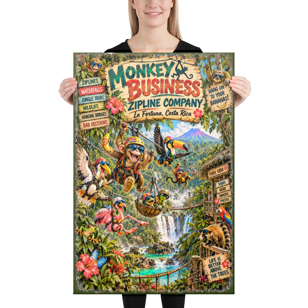 Monkey Business Zipline Company Canvas, 24x36