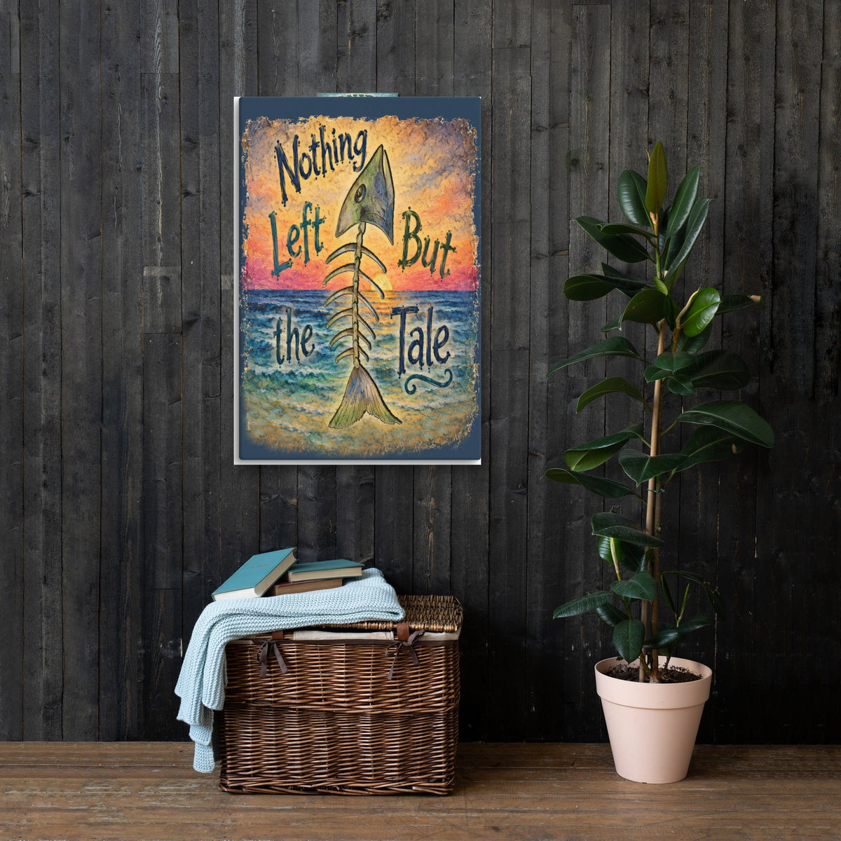 Nothing Left But the Tale canvas, 24x36 in a living room
