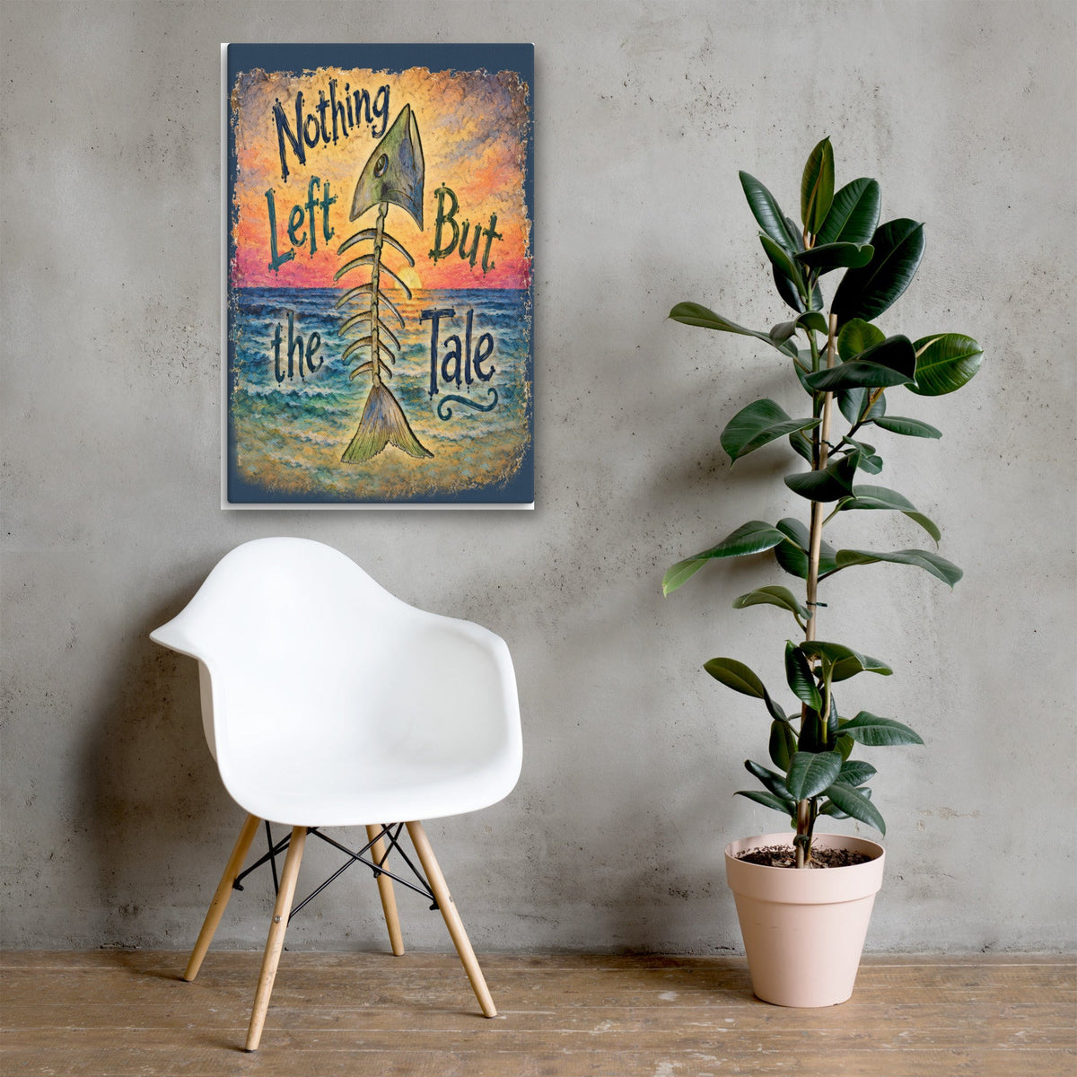 Nothing Left But the Tale canvas, 24x36 over a console