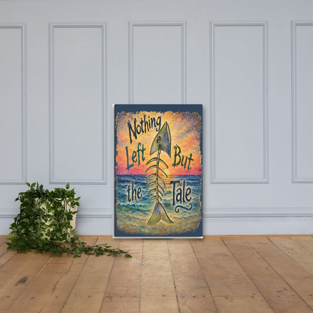 Nothing Left But the Tale canvas, 24x36 leaning on the floor