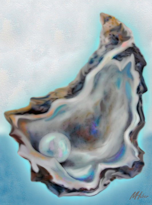Oyster Shell with Pearl - 6.75" Top - The Glass Tattoo Sign Company