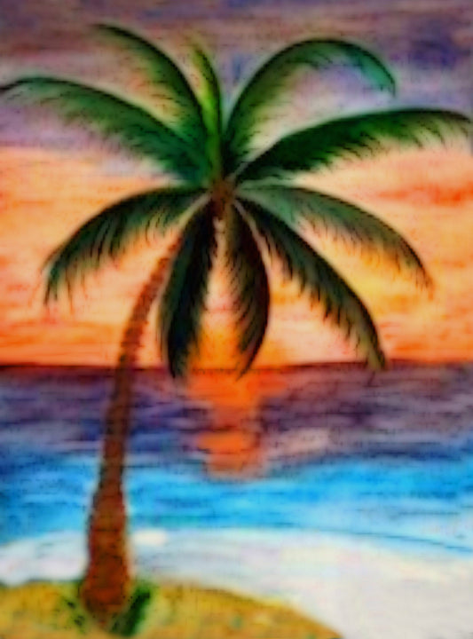 Palm Tree in Sunset - 6.75" Top - The Glass Tattoo Sign Company