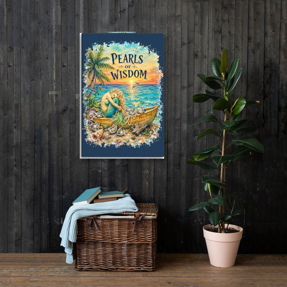 Pearls of Wisdom canvas, 24x36 in a living room