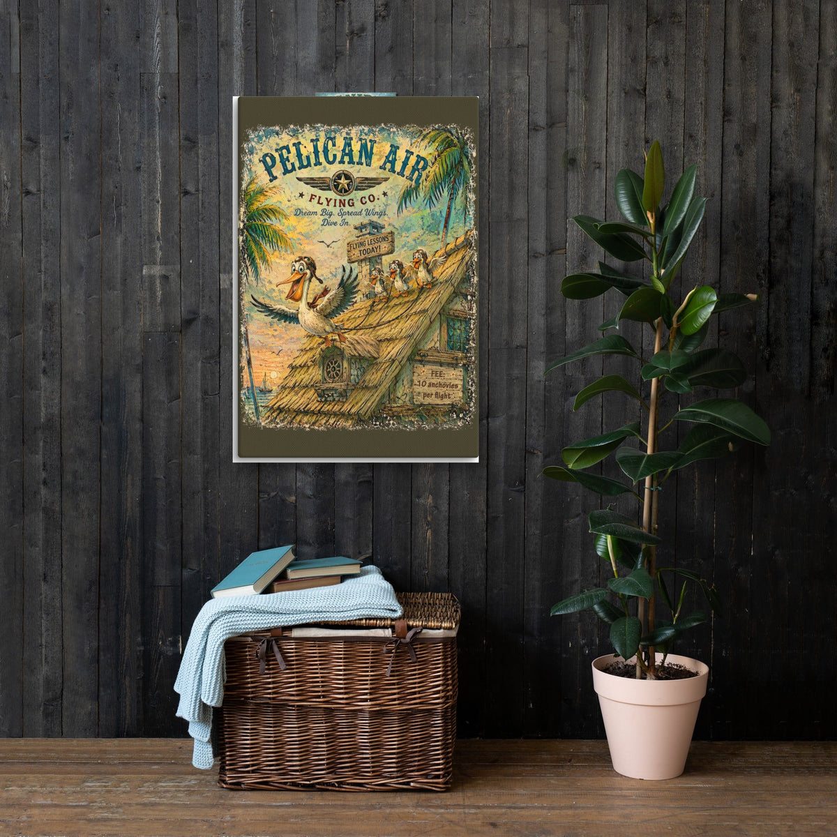 Pelican Air Flying Co. canvas, 24x36 in a living room
