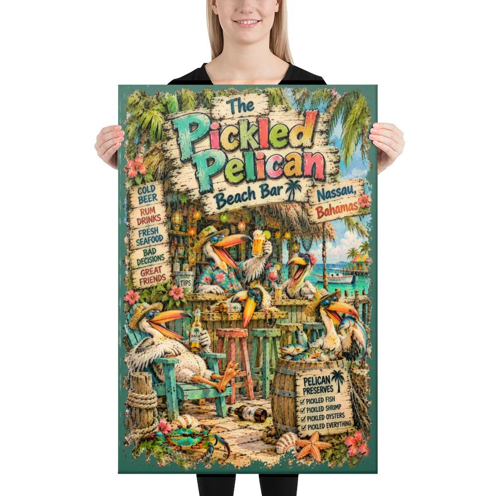 The Pickled Pelican Beach Bar Canvas, 24x36