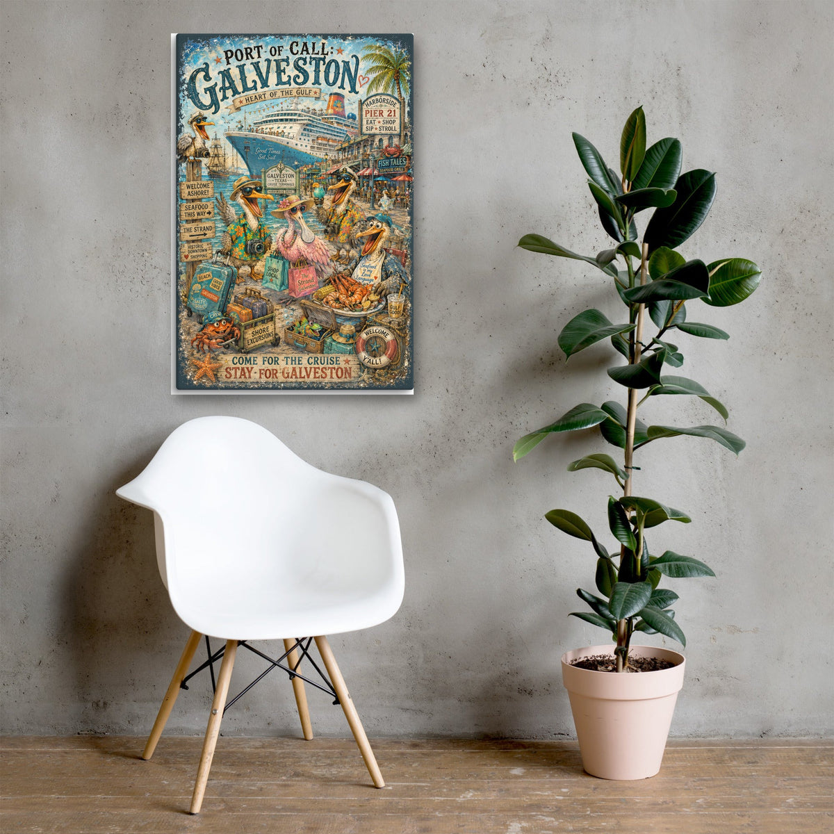 Port of Call: Galveston canvas, 24x36 over a console