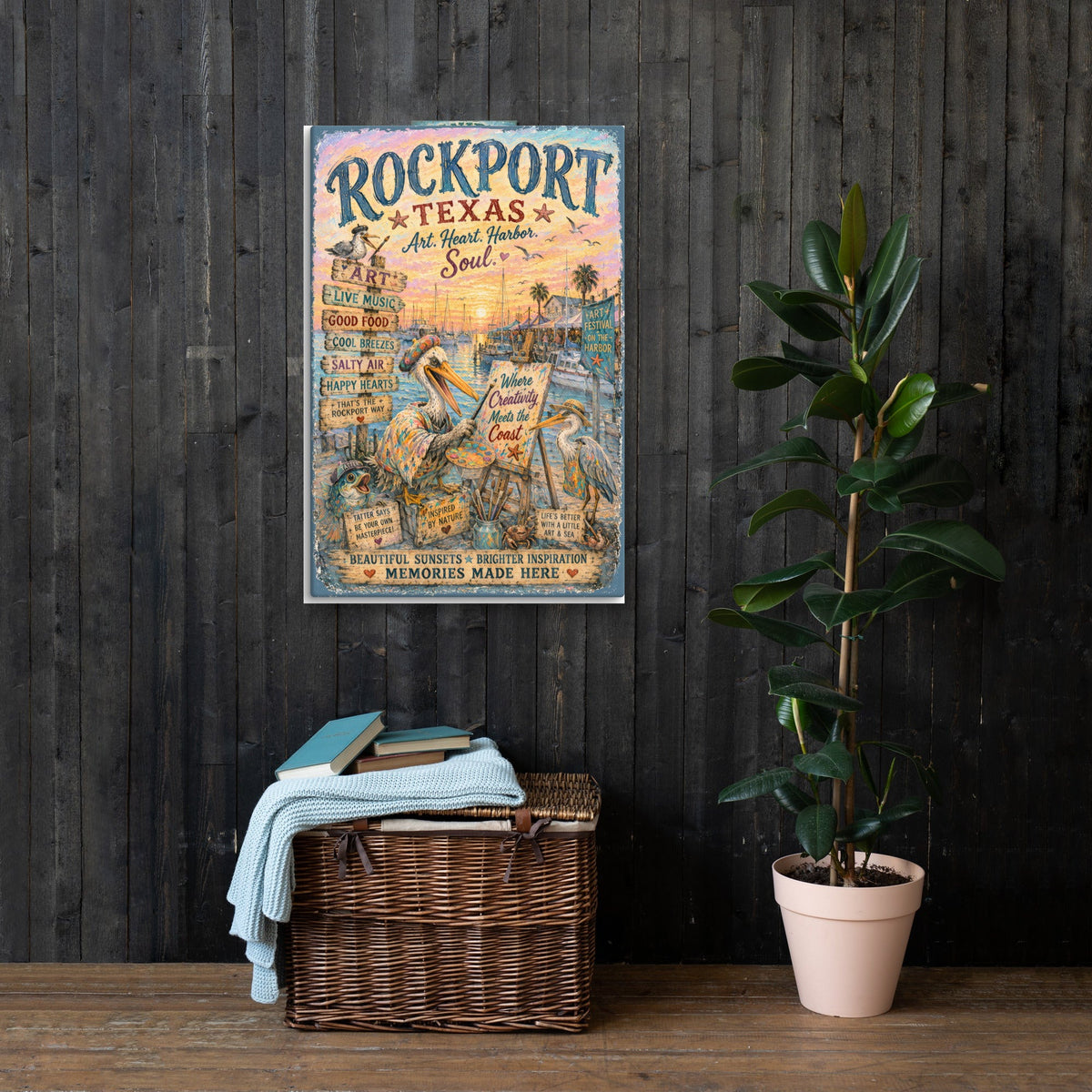 Rockport Texas canvas, 24x36 in a living room