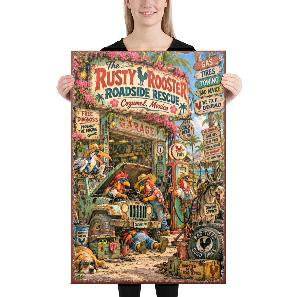 The Rusty Rooster Roadside Rescue Canvas, 24x36