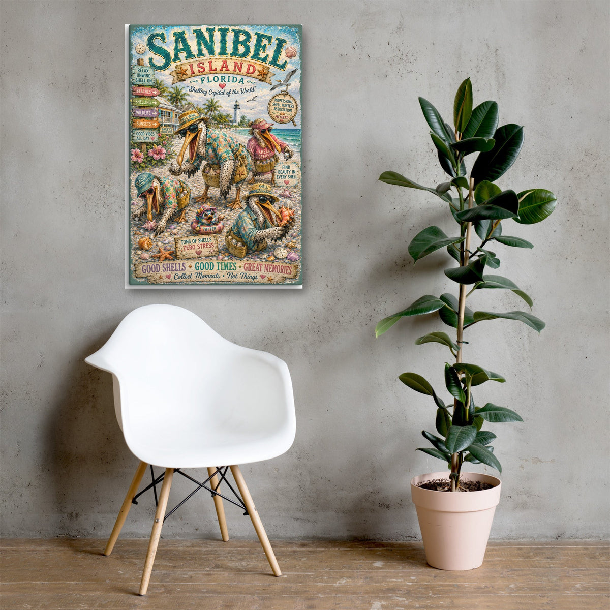 Sanibel Island Florida Canvas 24x36 above a chair