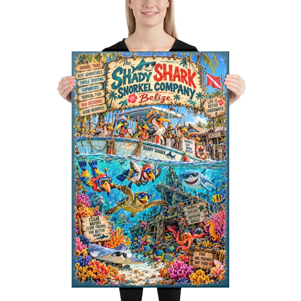 The Shady Shark Snorkel Company Canvas, 24x36